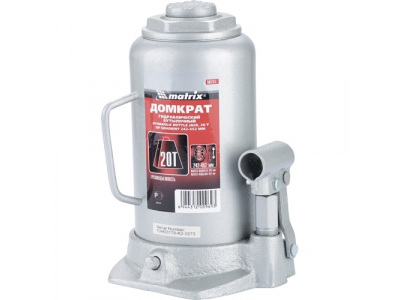 Домкрат гидравлический бутылочный, 20 т, h подъема 242–452 мм// MATRIX MASTER