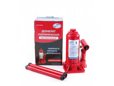Домкрат гидравлический 3 т бутылочный, в коробке, красный от AUTOVIRAZH Домкрат гидравлический 3 т бутылочный, в коробке, красный